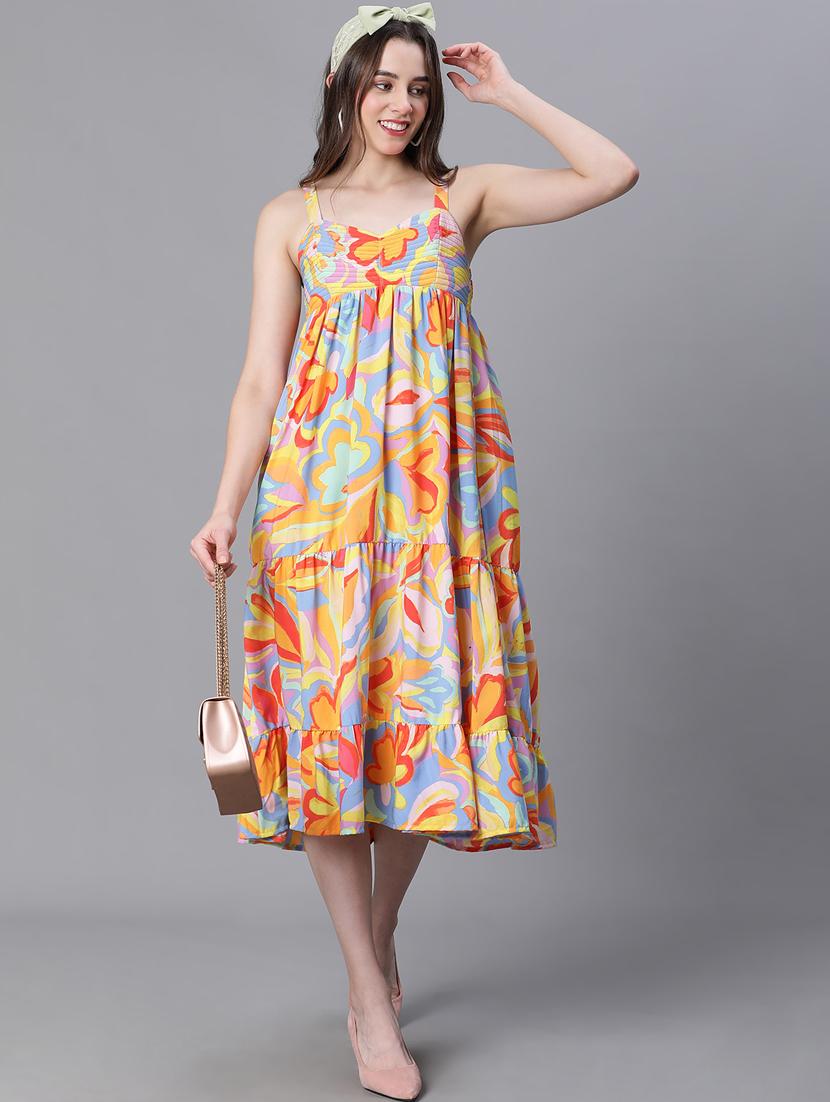 multi colored polyester a-line dress - 21231895 - Standard Image - 2