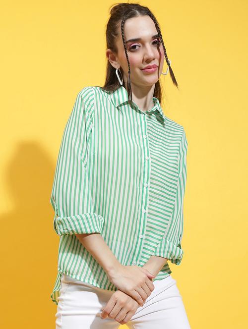 green polyester regular shirt - 21231898 - Standard Image - 0