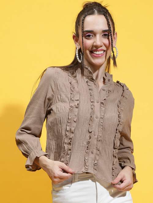 brown cotton regular shirt - 21231903 - Standard Image - 0