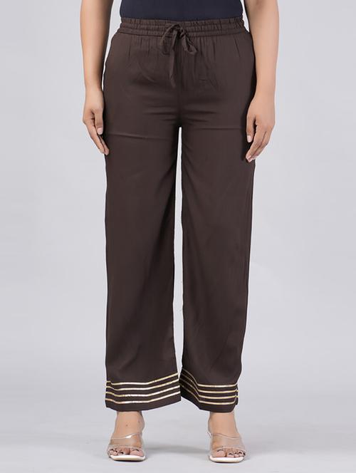 women straight fit stripes palazzo - 21231955 -  Standard Image - 0