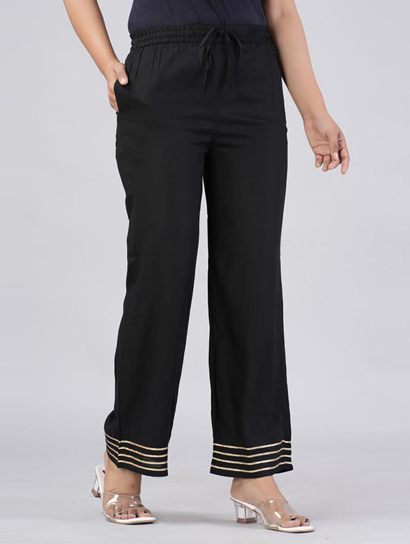 women straight fit stripes palazzo - 21231957 - Standard Image - 2