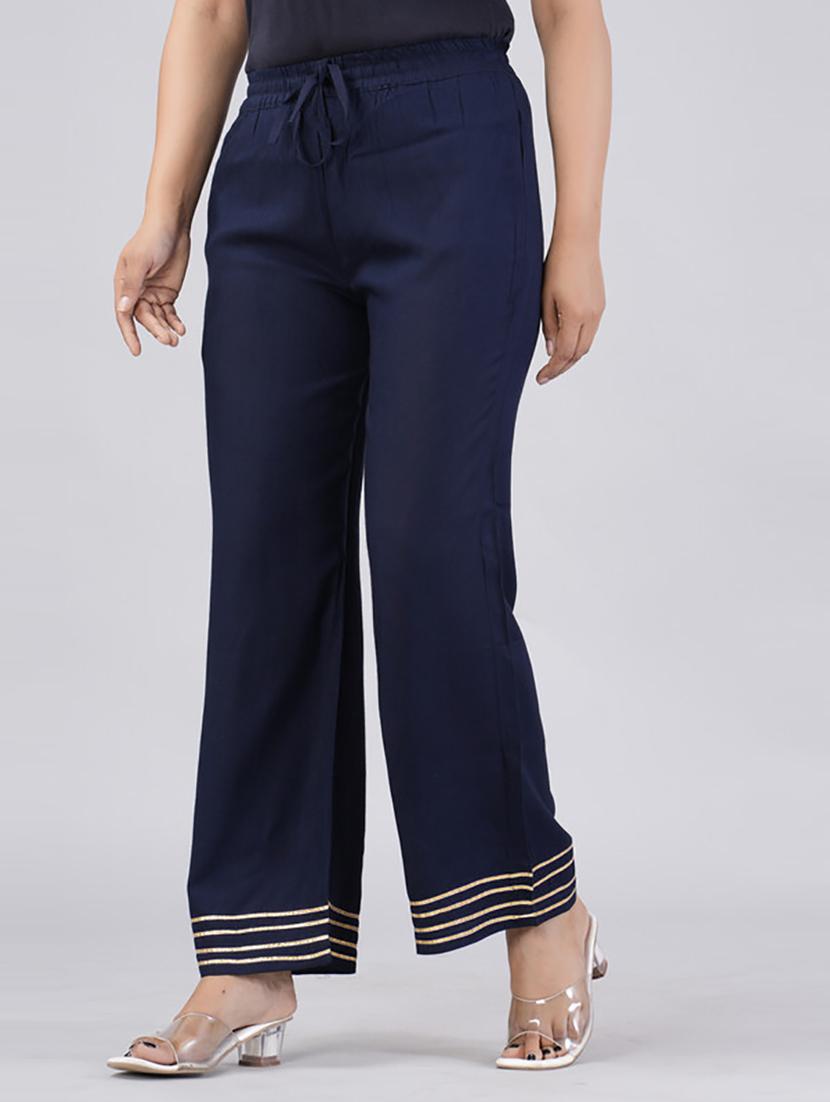 women straight fit stripes palazzo - 21231987 - Standard Image - 2