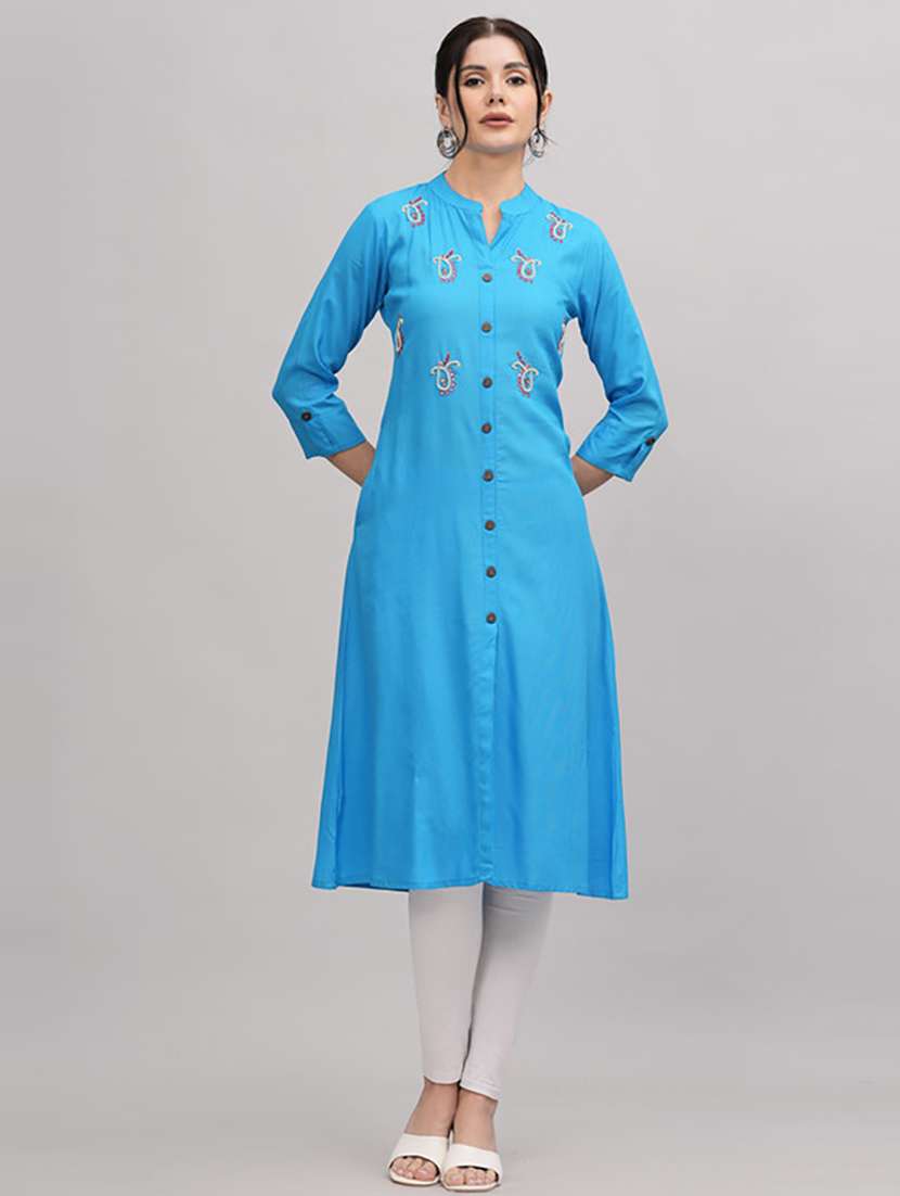 women three quarter sleeve printed straight kurta - 21232017 -  Zoom Image - 0