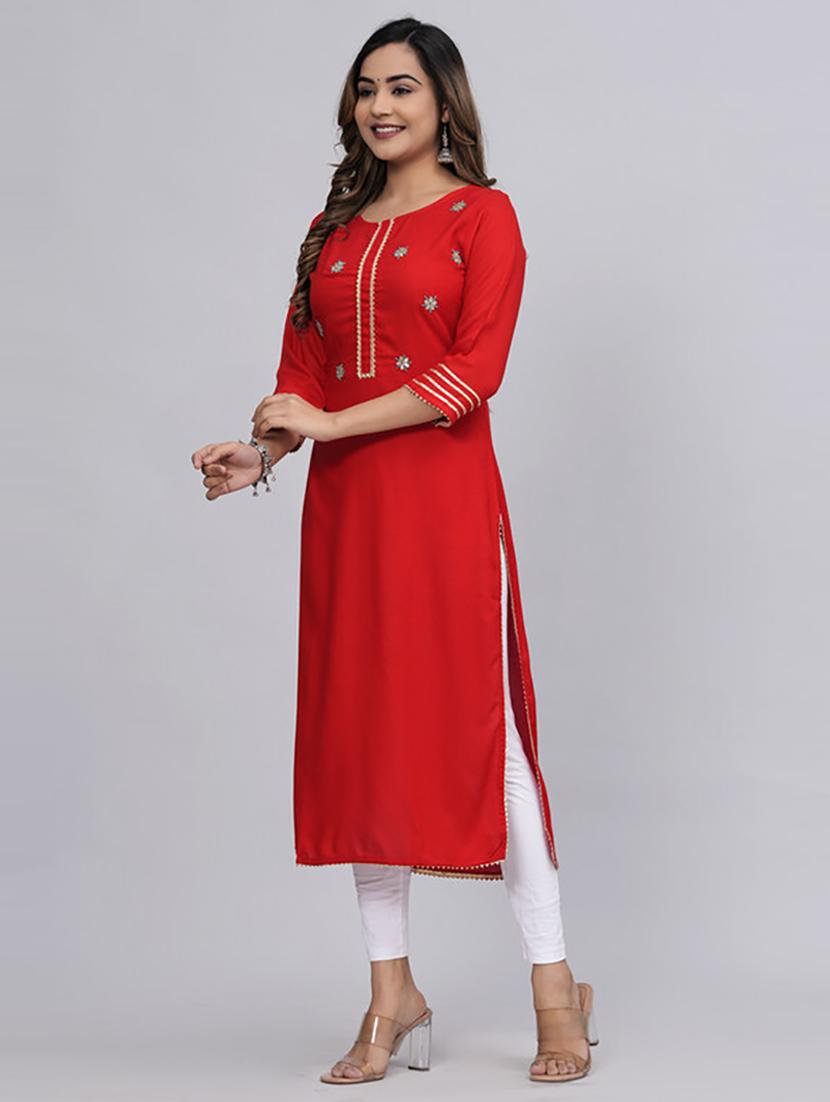 women three quarter sleeve printed straight kurta - 21232020 - Standard Image - 2
