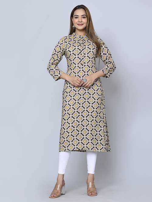 women three quarter sleeve printed straight kurta - 21232031 - Standard Image - 0