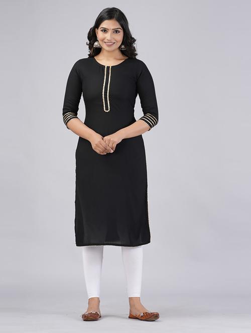women three quarter sleeve printed straight kurta - 21232033 -  Standard Image - 0