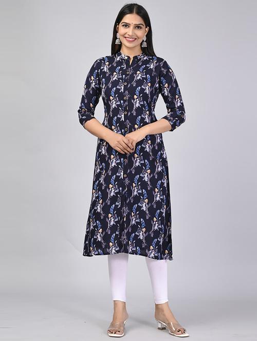 women three quarter sleeve printed straight kurta - 21232037 -  Standard Image - 0