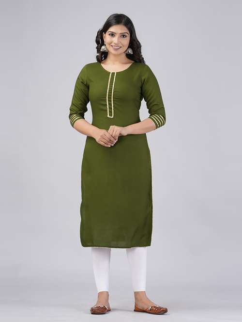 women three quarter sleeve straight kurta - 21232043 - Standard Image - 0