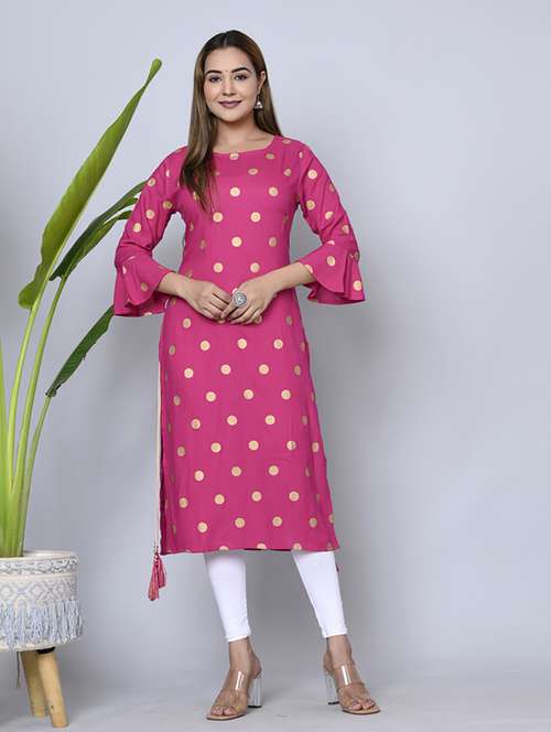 women three quarter sleeve printed straight kurta - 21232045 -  Standard Image - 0