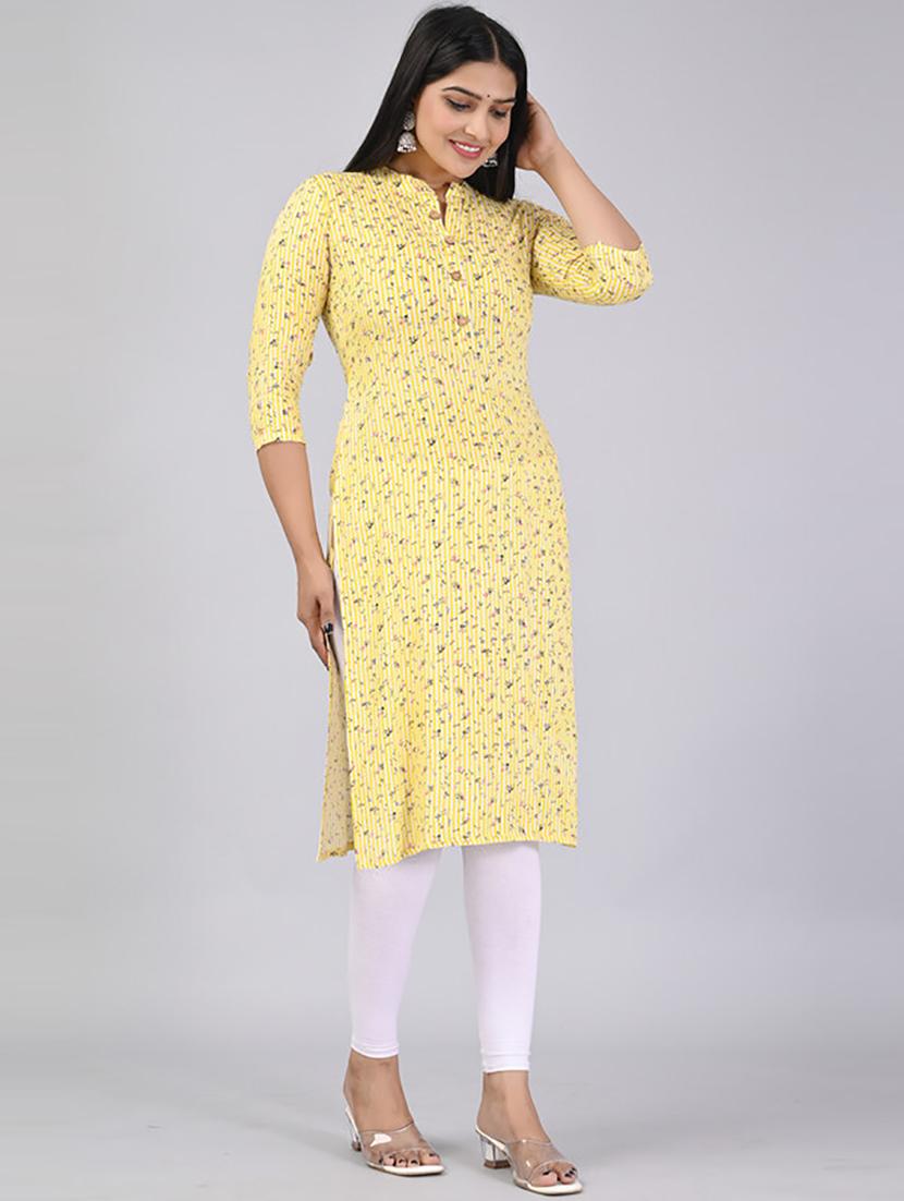 women three quarter sleeve printed straight kurta - 21232052 - Standard Image - 2