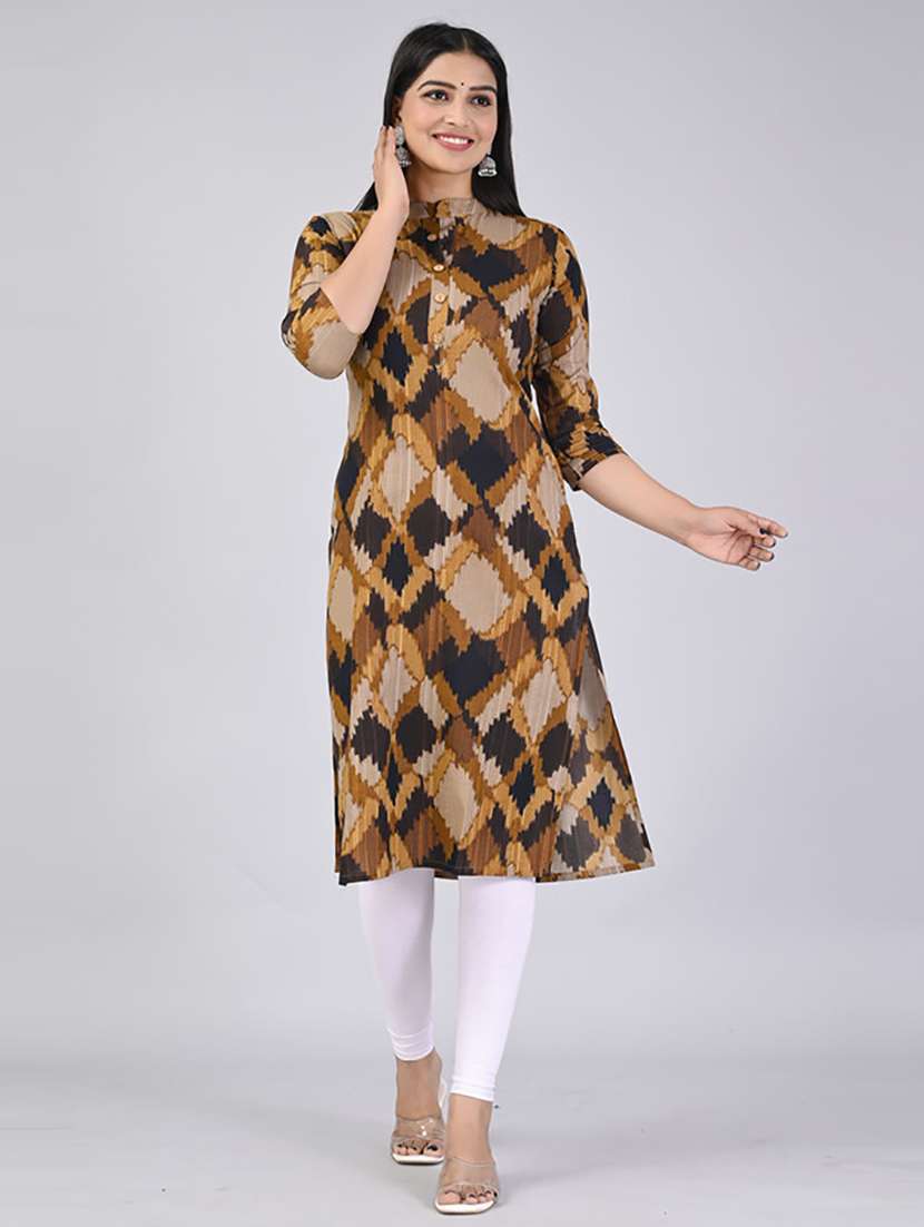 women three quarter sleeve straight kurta