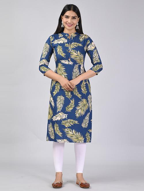women three quarter sleeve straight kurta - 21232062 - Standard Image - 0