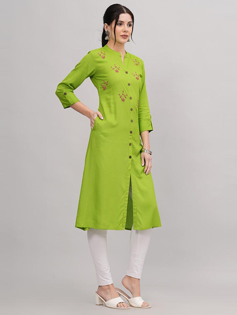 women three quarter sleeve a-line kurta - 21232079 - Standard Image - 2