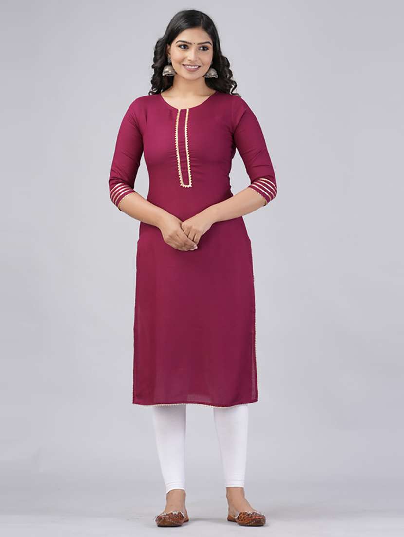 women three quarter sleeve straight kurta - 21232083 - Zoom Image - 0