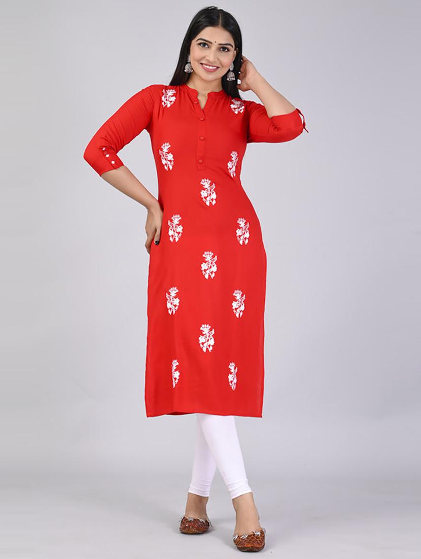 women three quarter sleeve straight kurta - 21232085 - Standard Image - 2