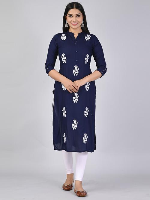 women three quarter sleeve straight kurta - 21232086 - Standard Image - 0
