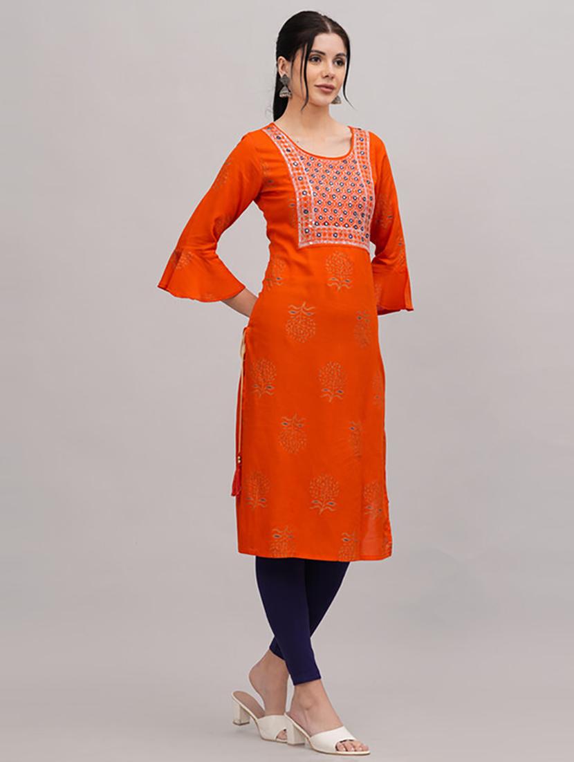 women three quarter sleeve straight kurta - 21232093 - Standard Image - 2