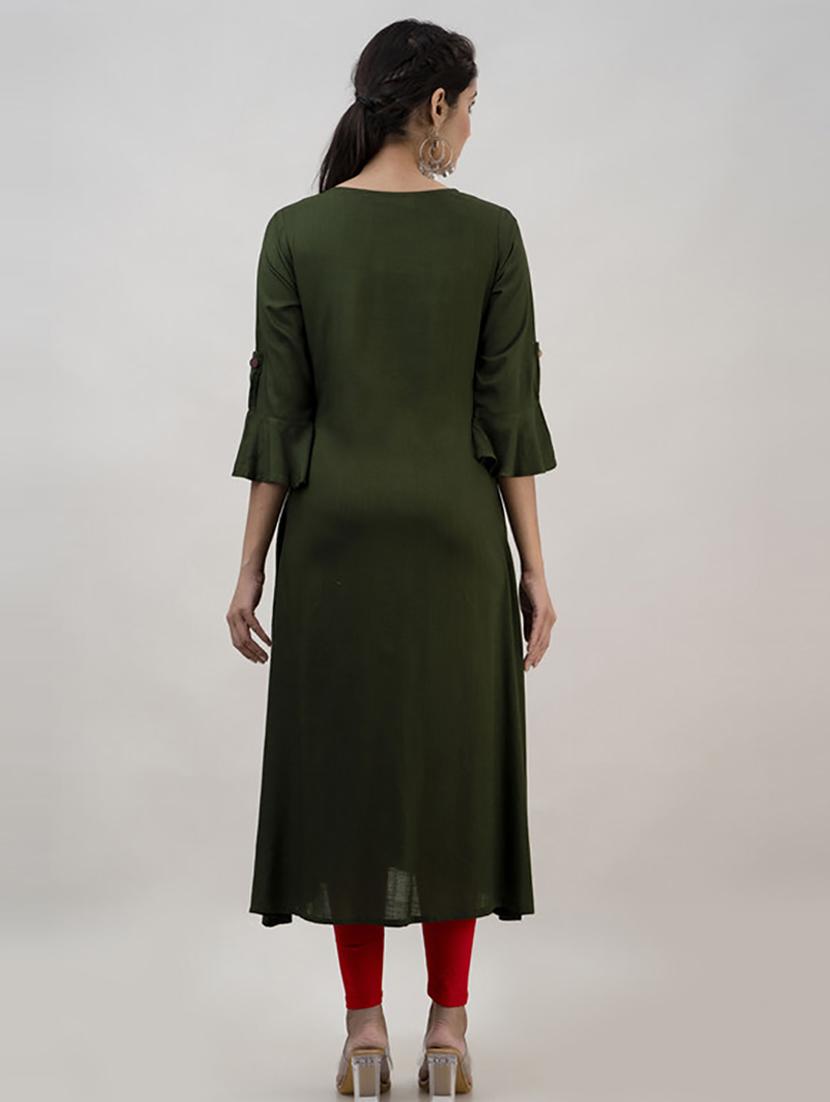 women bell sleeve slide slit kurta - 21232101 - Standard Image - 2
