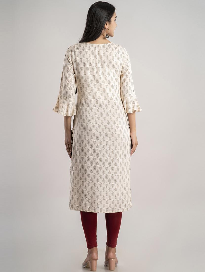 women bell sleeve straight kurta - 21232103 - Standard Image - 2