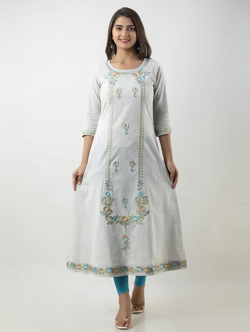 women three quarter sleeve a-line kurta - 21232111 - Zoom Image - 0