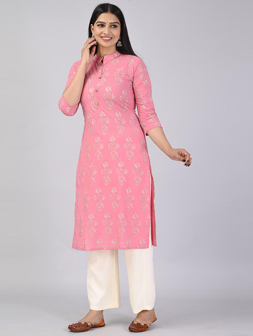 pink printed kurta palazzo set - 21232145 - Standard Image - 2