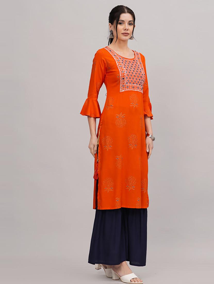 women round neck kurta sharara set - 21232162 - Standard Image - 2