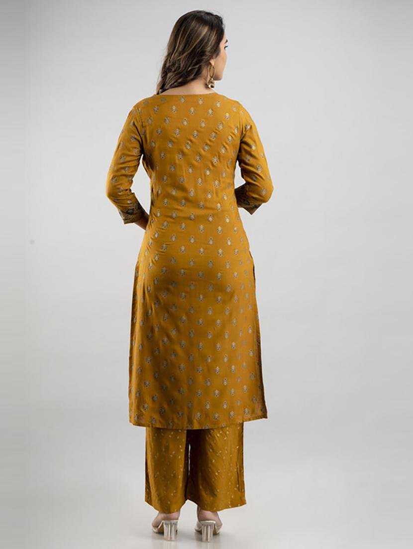 brown printed kurta palazzo set - 21232165 - Standard Image - 2