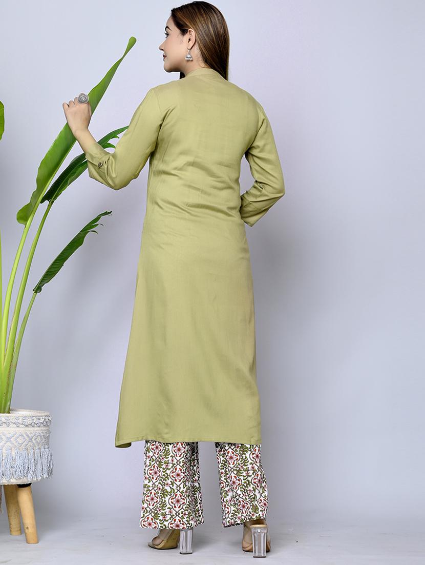 neo mint solid kurta palazzo set - 21232166 - Standard Image - 2