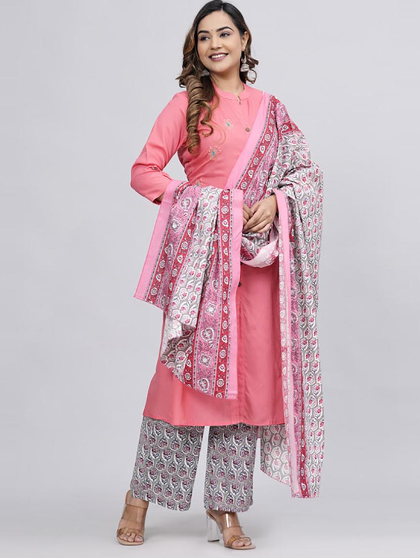 pink embellished kurta palazzo set - 21232170 - Standard Image - 2