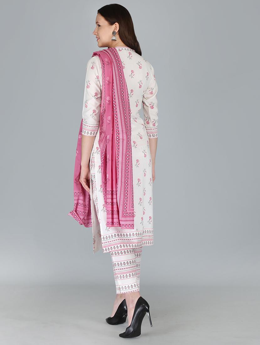 women three quarter sleeve kurta pant with dupatta set - 21232197 - Standard Image - 2