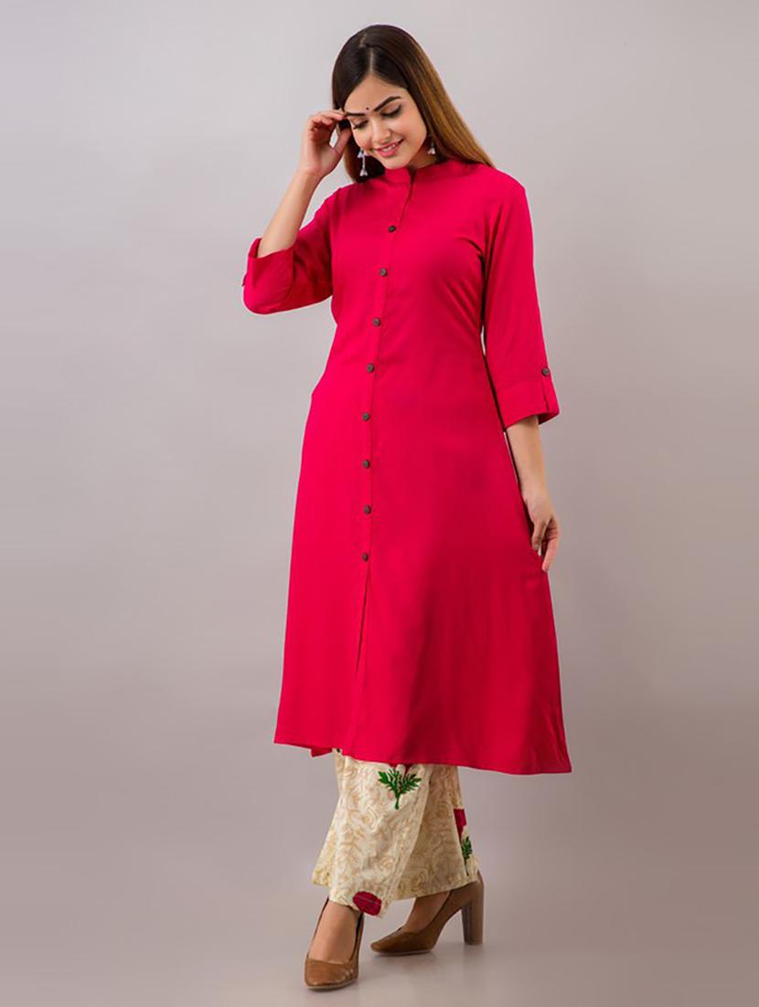 red solid kurta palazzo set - 21232219 - Standard Image - 2