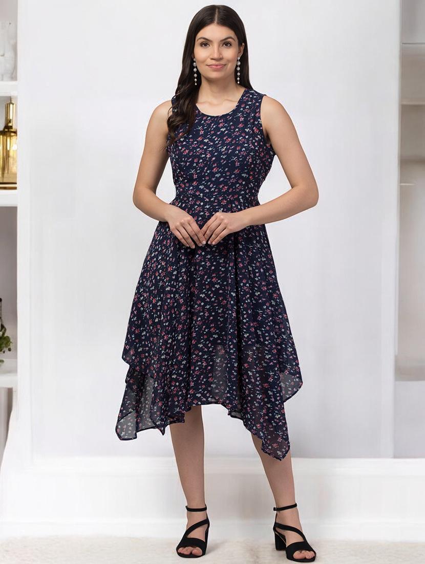 women floral print sleeveless asymmetric dress - 21232766 -  Zoom Image - 0