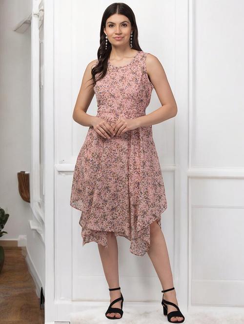 women floral print sleeveless asymmetric dress - 21232767 - Standard Image - 0