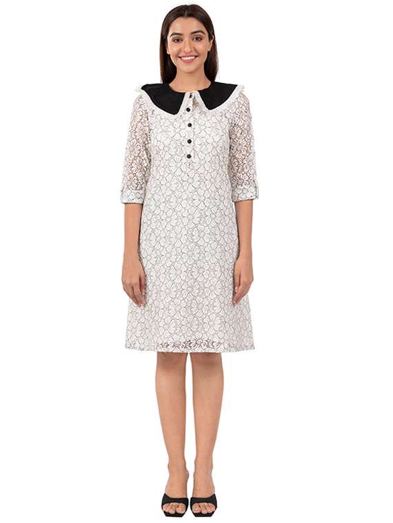 white cotton a-line dress - 21232926 -  Zoom Image - 0