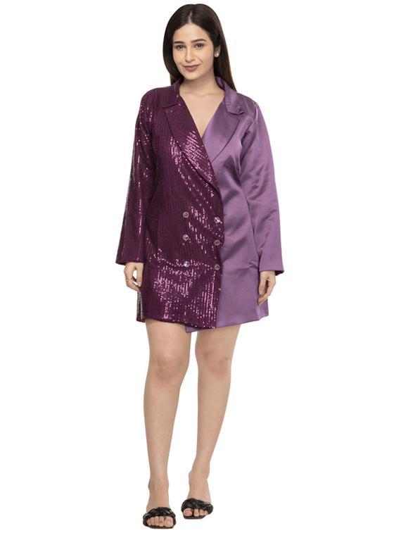 purple polyester coat dress - 21232935 - Zoom Image - 0