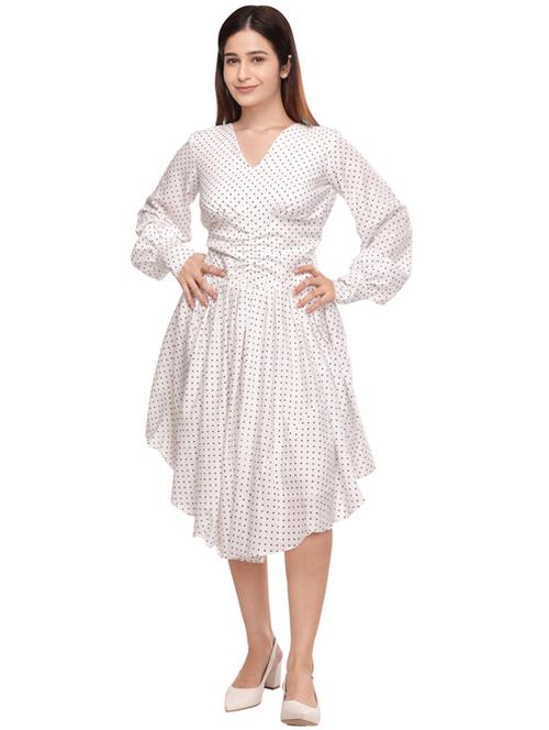 white polyester fit & flare dress - 21232945 - Standard Image - 0