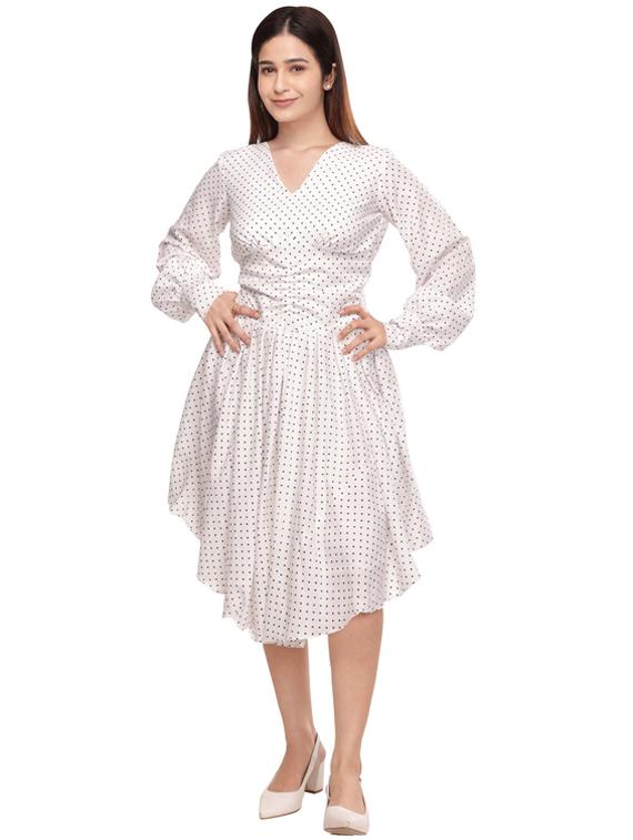 white polyester fit & flare dress - 21232945 - Zoom Image - 0