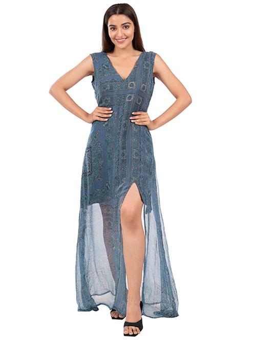 blue chiffon aline dress - 21232947 - Standard Image - 0