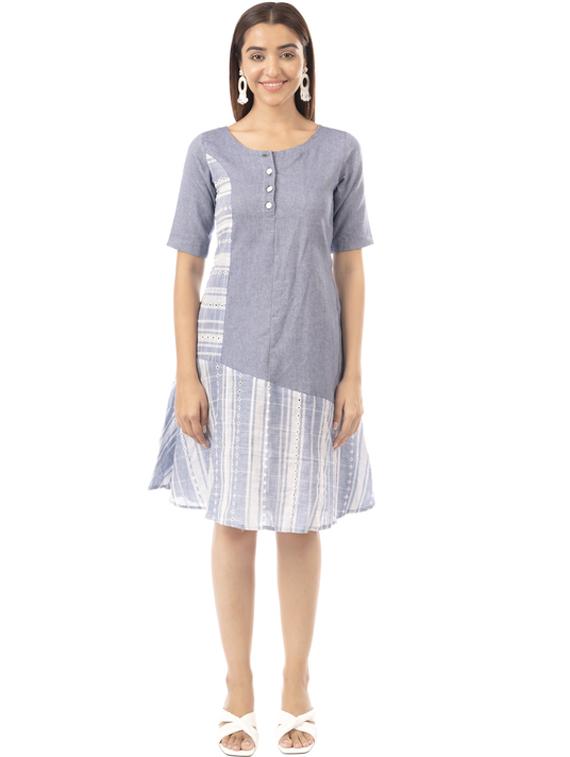grey cotton a-line dress - 21232949 - Zoom Image - 0