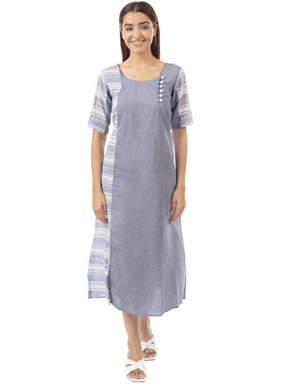 grey cotton a-line dress