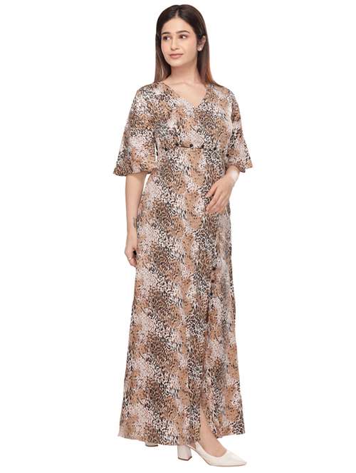 brown crepe a-line dress - 21232960 - Standard Image - 0