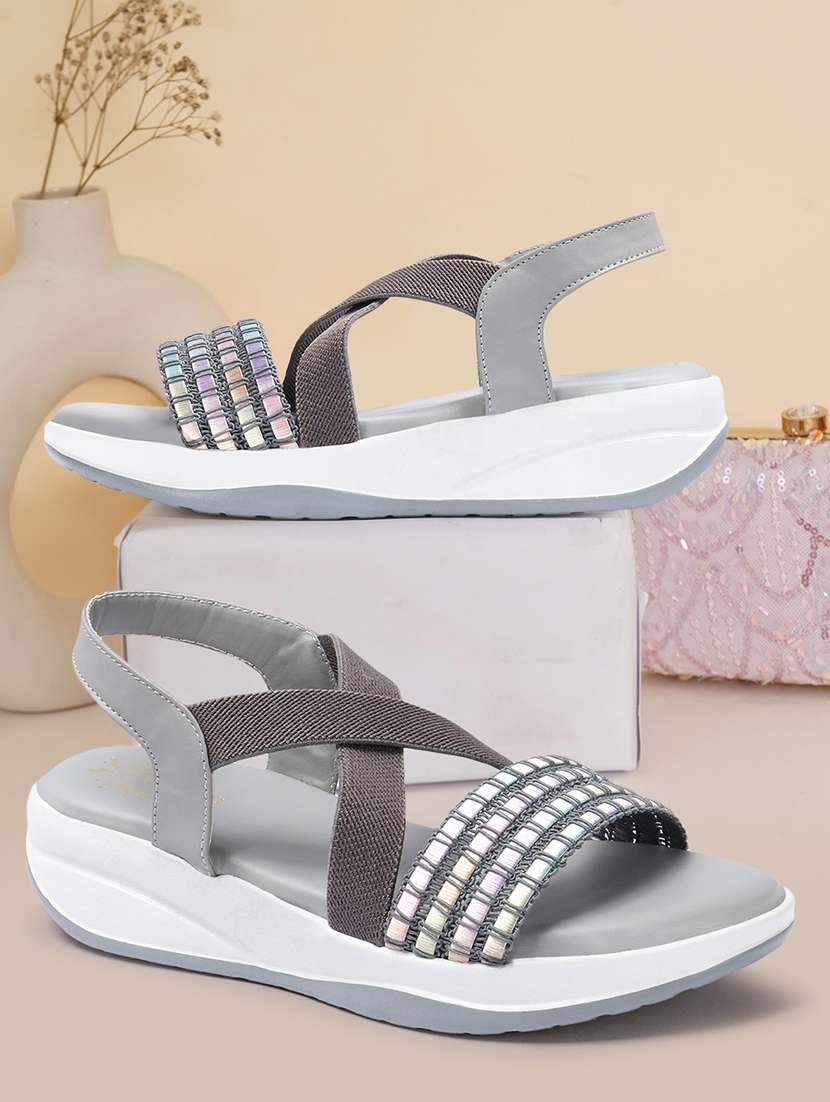 grey slip on wedge