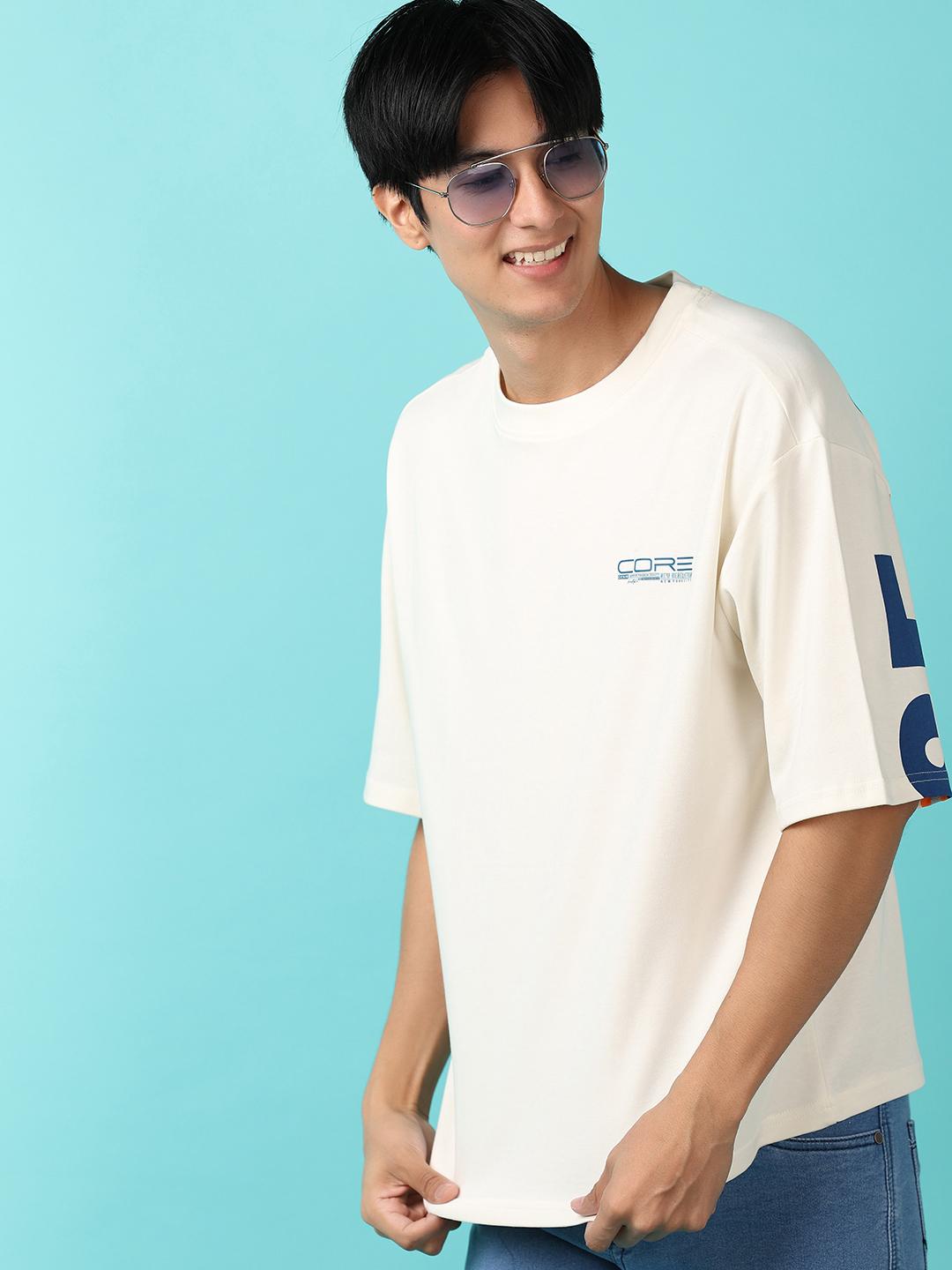 off white cotton front print tshirt - 21233293 - Standard Image - 2