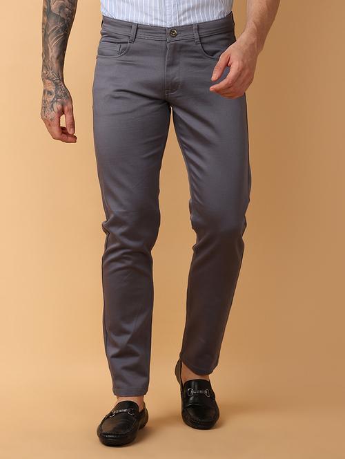 men mid rise chinos casual trousers - 21233320 - Standard Image - 0