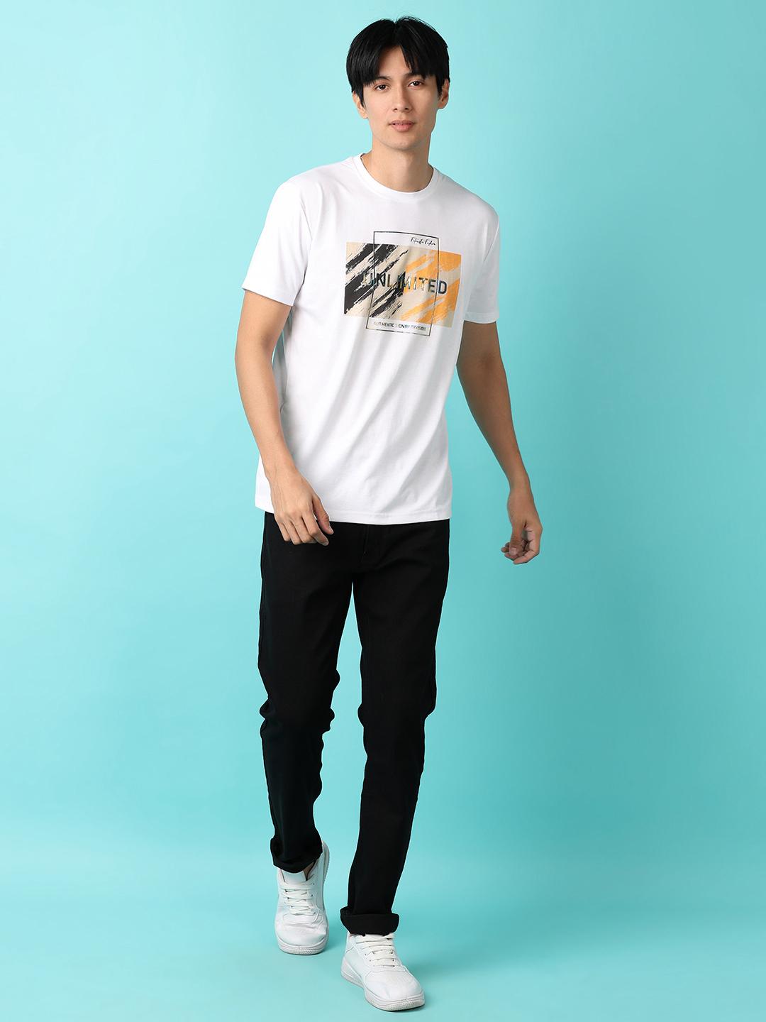 off white cotton front print tshirt - 21233334 - Standard Image - 2
