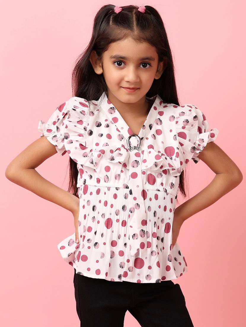 white printed cotton tops 