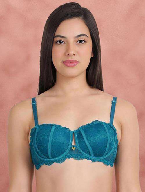 blue nylon balconette bra - 21234152 -  Standard Image - 0