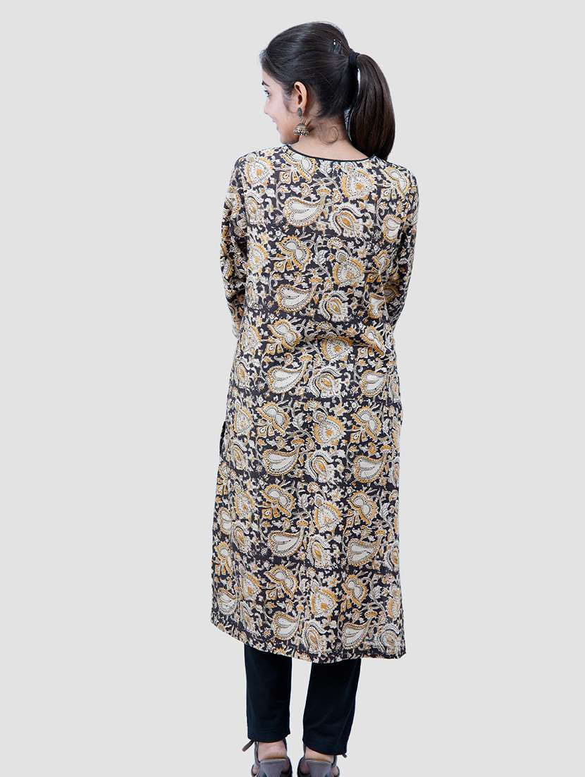 women three quarter sleeve straight kurta - 21235711 - Standard Image - 2