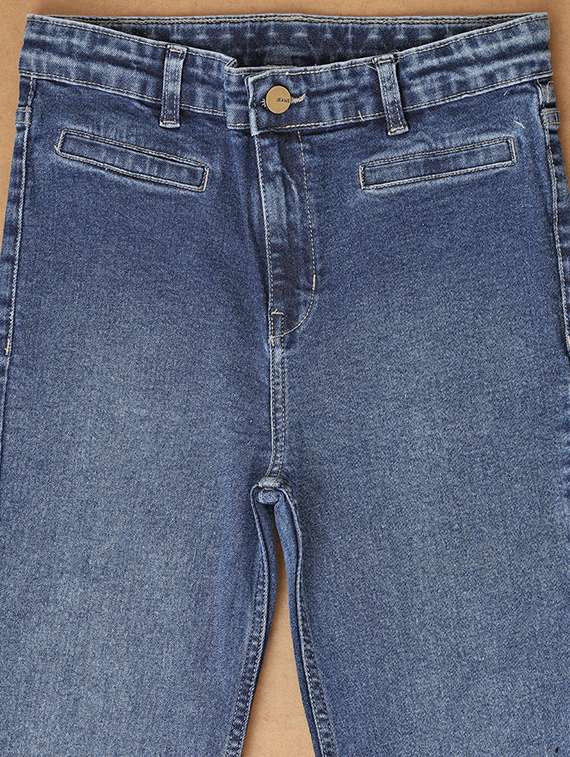 girls plain straight fit mid rise jeans - 21236125 -  Standard Image - 2