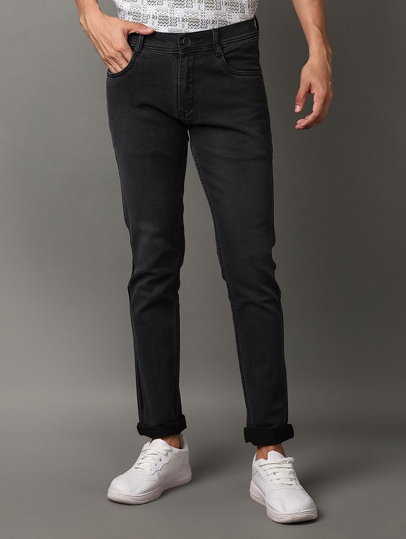 men mid rise slim fit plain jeans